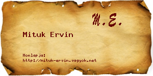 Mituk Ervin névjegykártya